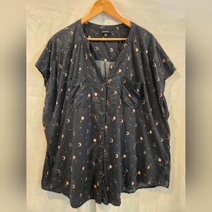 Torrid - Celestial Blue Buttoned V-neck Top, Size 2X